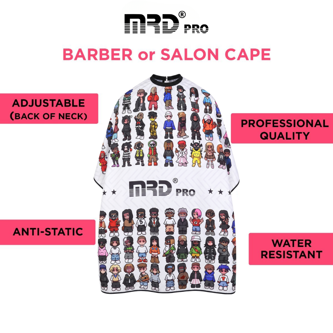 MRD PRO Professional Barber & Salon Cape-WHITE-Anti-Static, Water Resistant