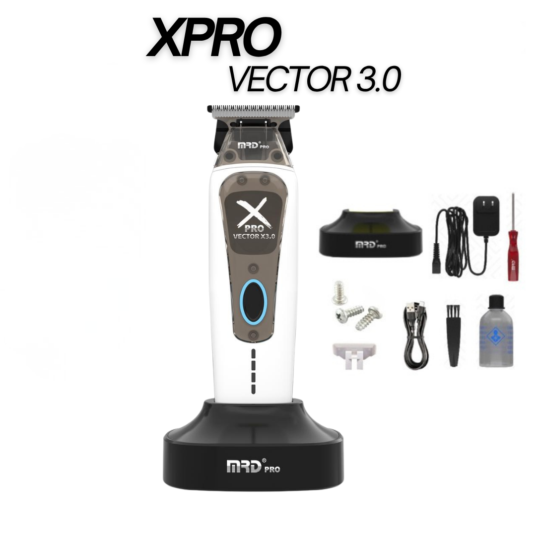 XPRO GMT-999C-WHITE-Vector X3.0 Hair Clipper – Powerful Motor 9,500–13,000 RPM
