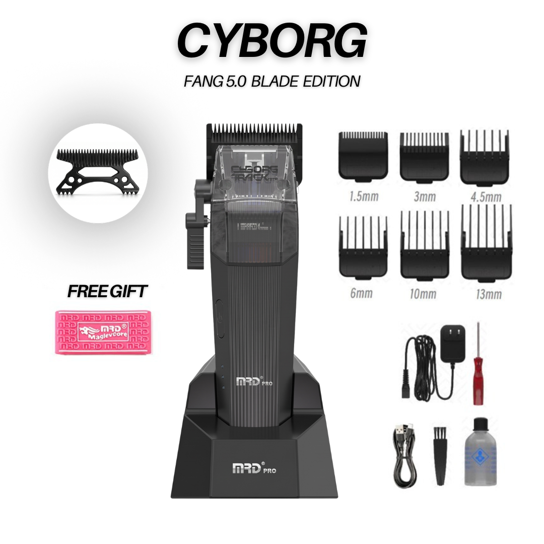 MRDPRO CYBORG PRO 2026-NEGRO-Recortadora de pelo profesional inalámbrica - Totalmente metálica, 3300mAh, Motor BLPU para barberos