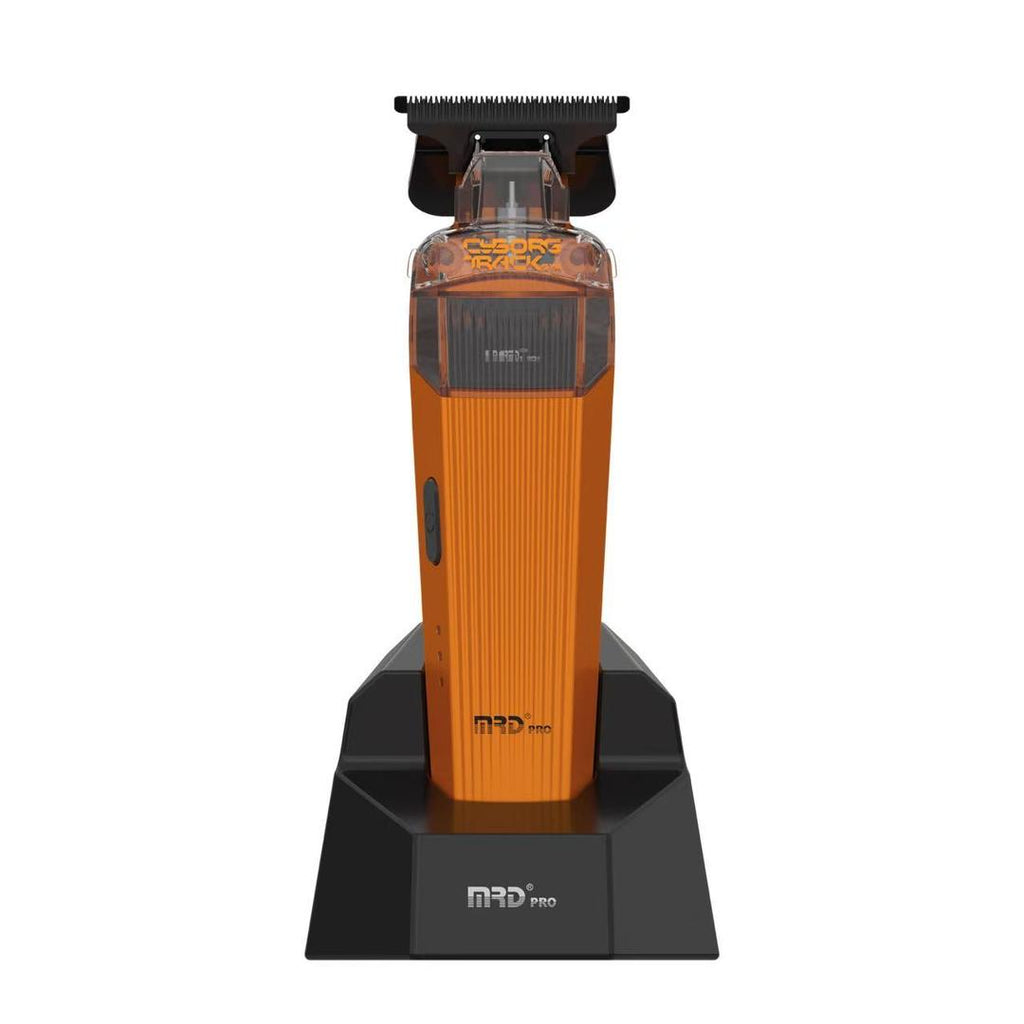 MRD PRO Trimmer CYBORG-ORANGE-Professional Cordless Zero Gapped T-Blade Hair Trimmer - 7200RPM BLPU Motor, DLC Blade & 180 Min Battery