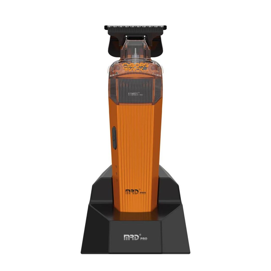 MRD PRO Trimmer CYBORG-ORANGE-Professional Cordless Zero Gapped T-Blade Hair Trimmer - 7200RPM BLPU Motor, DLC Blade & 180 Min Battery
