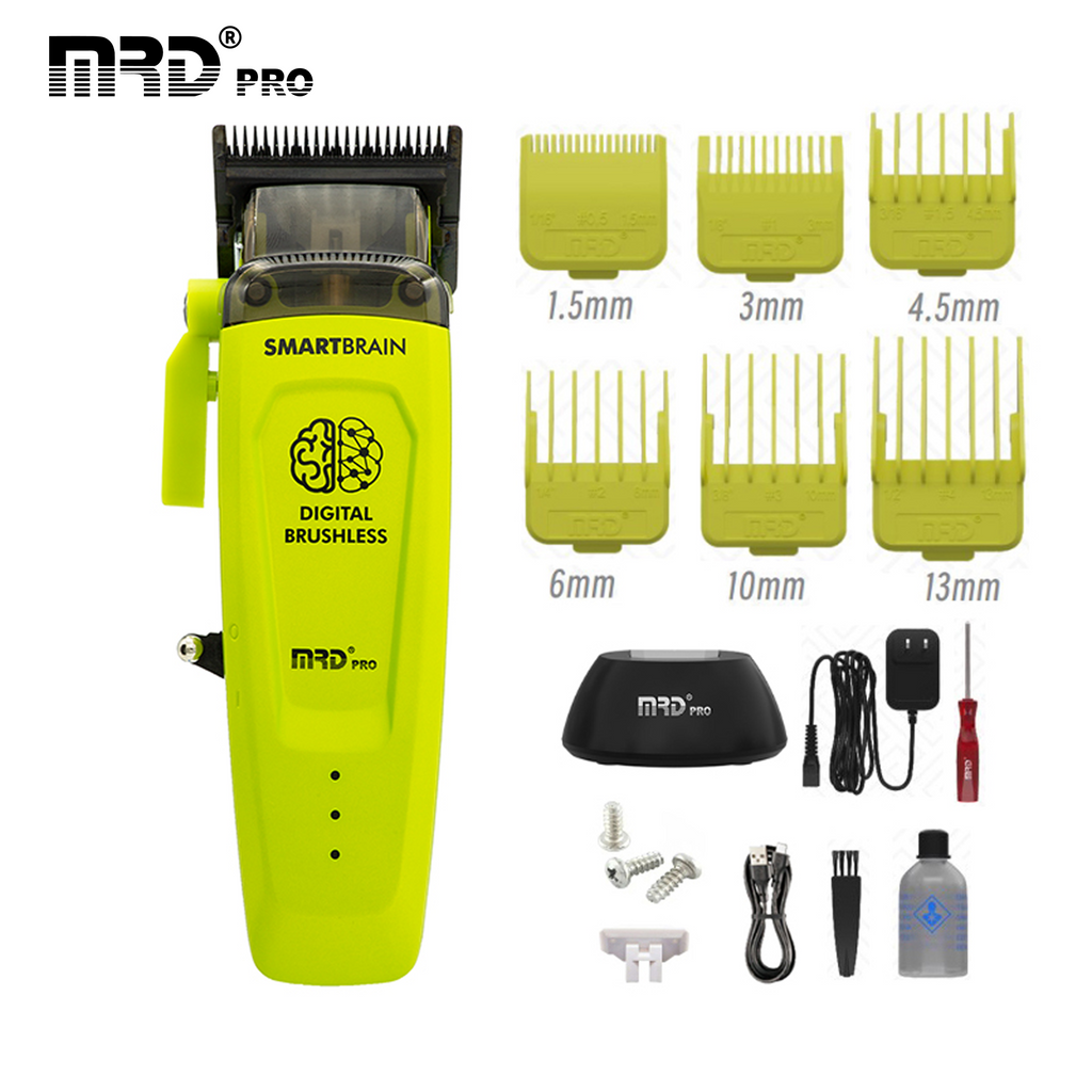 MRDPRO SMART BRAIN HC 90-4-GREEN-Premium Brushless Motor Hair Clipper (7200 RPM) with DLC Blade & Zero Gap Adjustable Taper