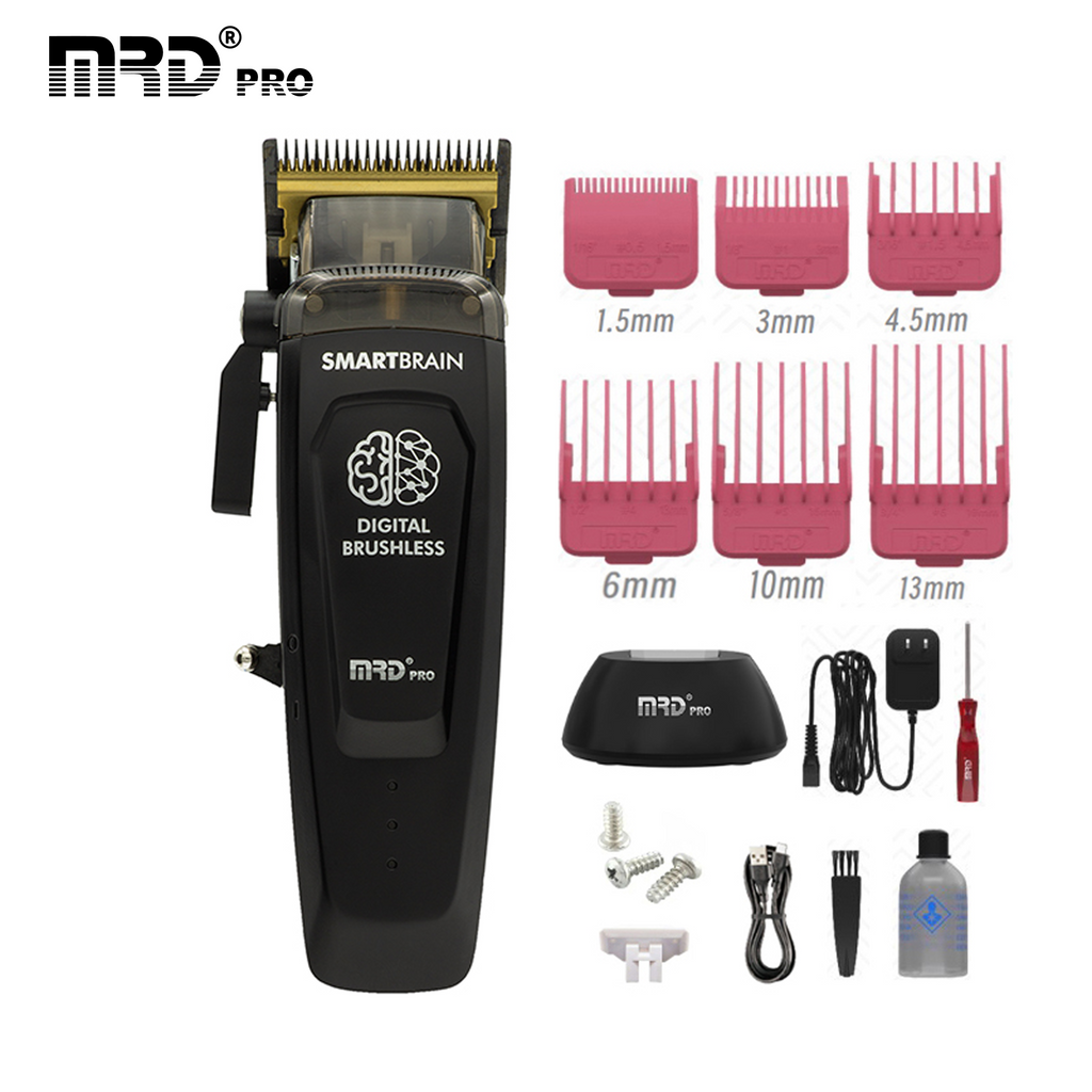 MRDPRO SMART BRAIN HC 90-4-BLACK-Premium Brushless Motor Hair Clipper (7200 RPM) with DLC Blade & Zero Gap Adjustable Taper