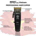 MRDPRO SMART BRAIN HC 90-4-BLACK-Premium Brushless Motor Hair Clipper (7200 RPM) with DLC Blade & Zero Gap Adjustable Taper