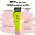 MRDPRO SMART BRAIN HC 90-4-GREEN-Premium Brushless Motor Hair Clipper (7200 RPM) with DLC Blade & Zero Gap Adjustable Taper