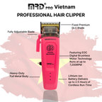 MRDPRO SMART BRAIN HC 90-4-PINK- Premium Brushless Motor Hair Clipper (7200 RPM) with DLC Blade & Zero Gap Adjustable Taper