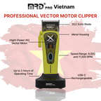 MRD HC-999 XPRO Vector Professional Hair Clipper-GREEN | 11,500 SPM High-Torque Motor | Zero-Gap Titanium Blade