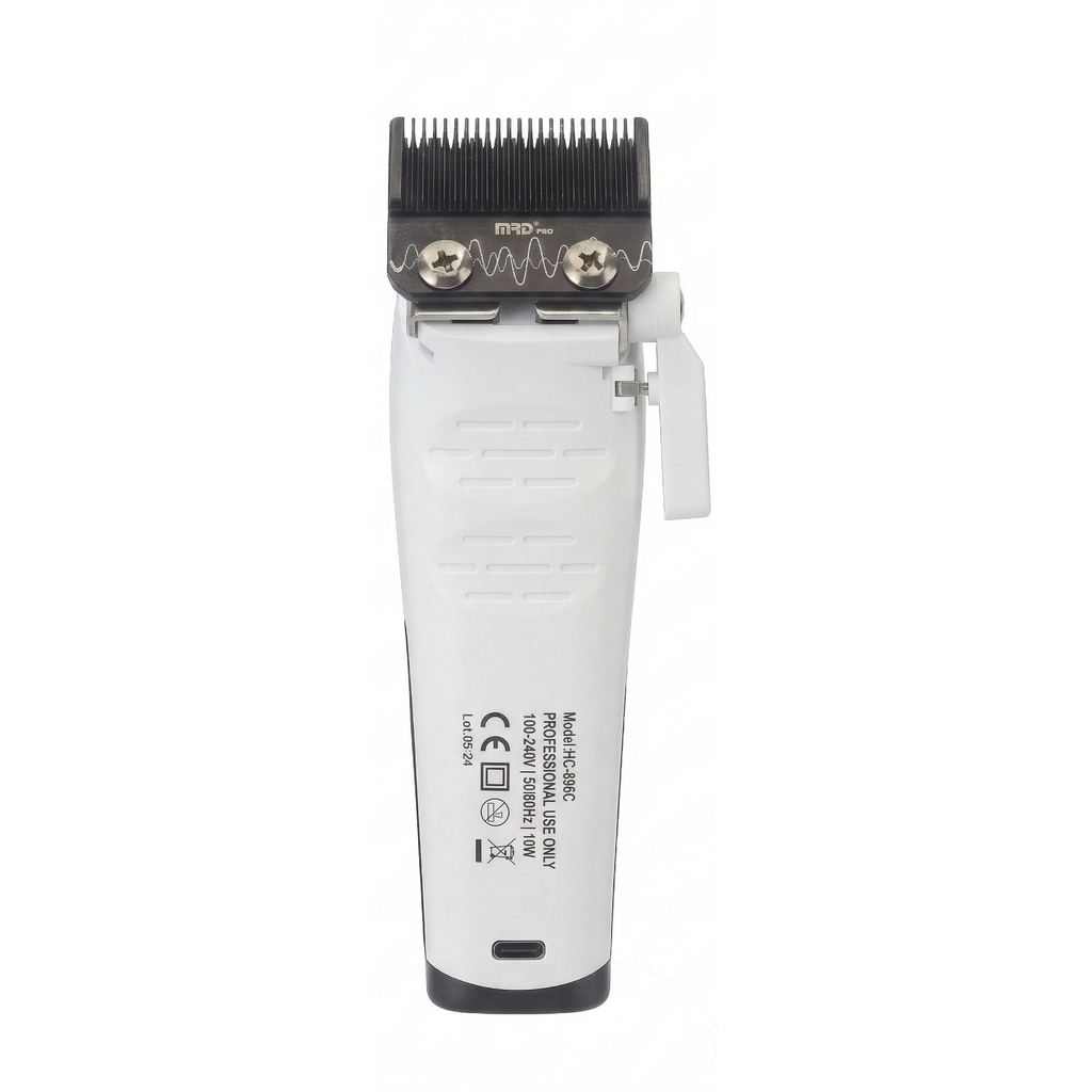 MRD HC-999 XPRO Vector Professional Hair Clipper-WHITE| 11,500 SPM High-Torque Motor | Zero-Gap Titanium Blade