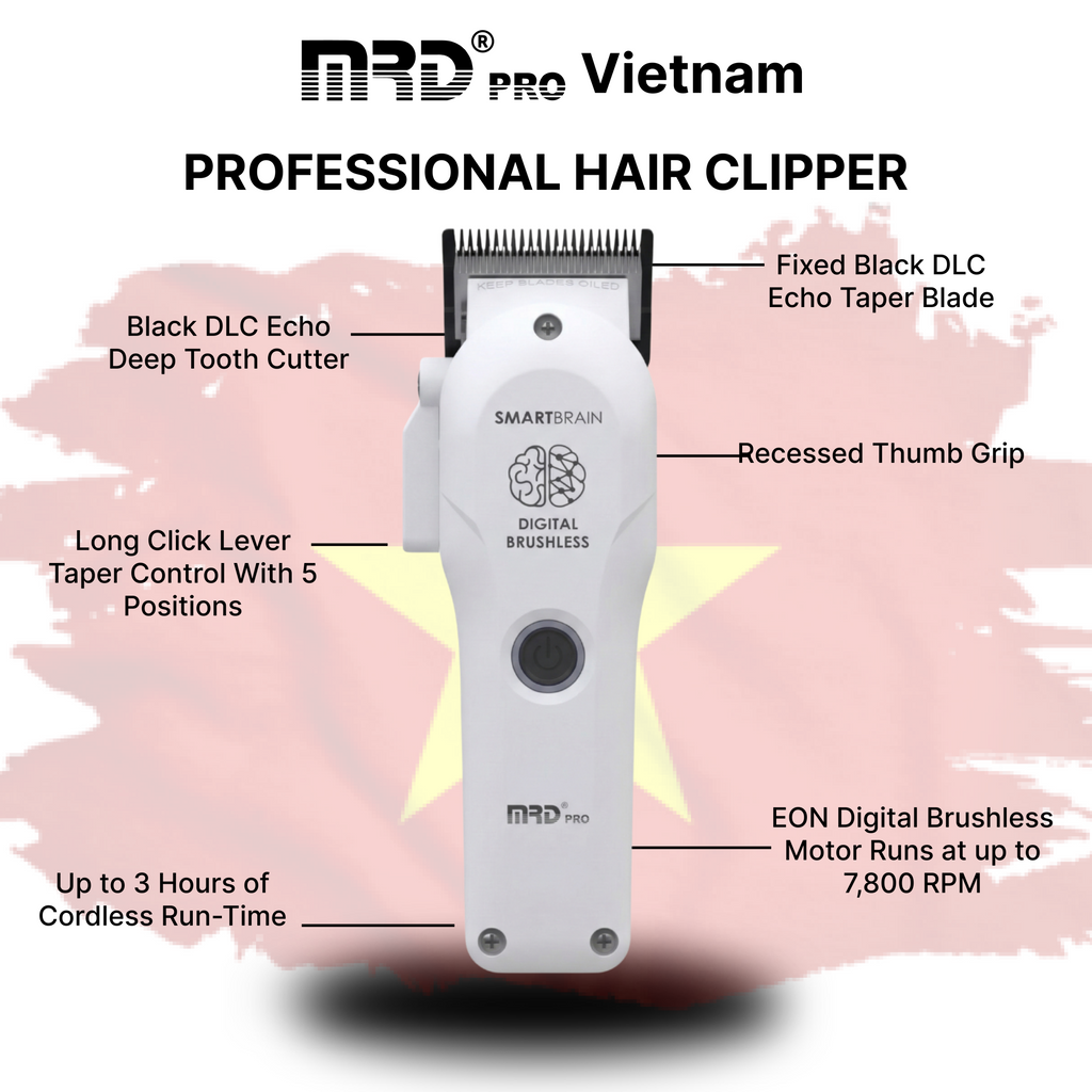 MRDPRO 3969ST Clipper-WHITE- Powerful Motor, Ultra-Close Edging, Sharp & Precise