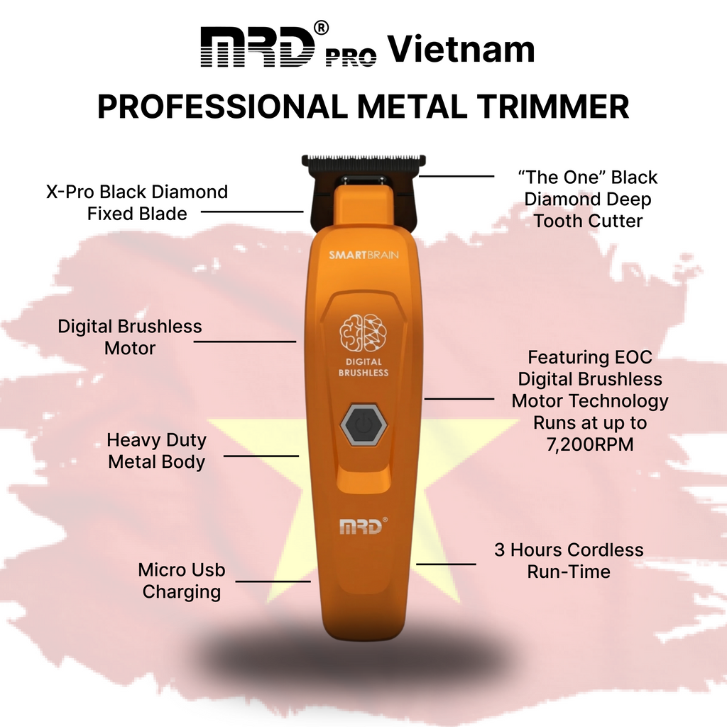 MRD Pro SmartBrain Professional Trimmer-ORANGE | 7,500 RPM BLDC Motor | Zero-Gap Skeleton Design