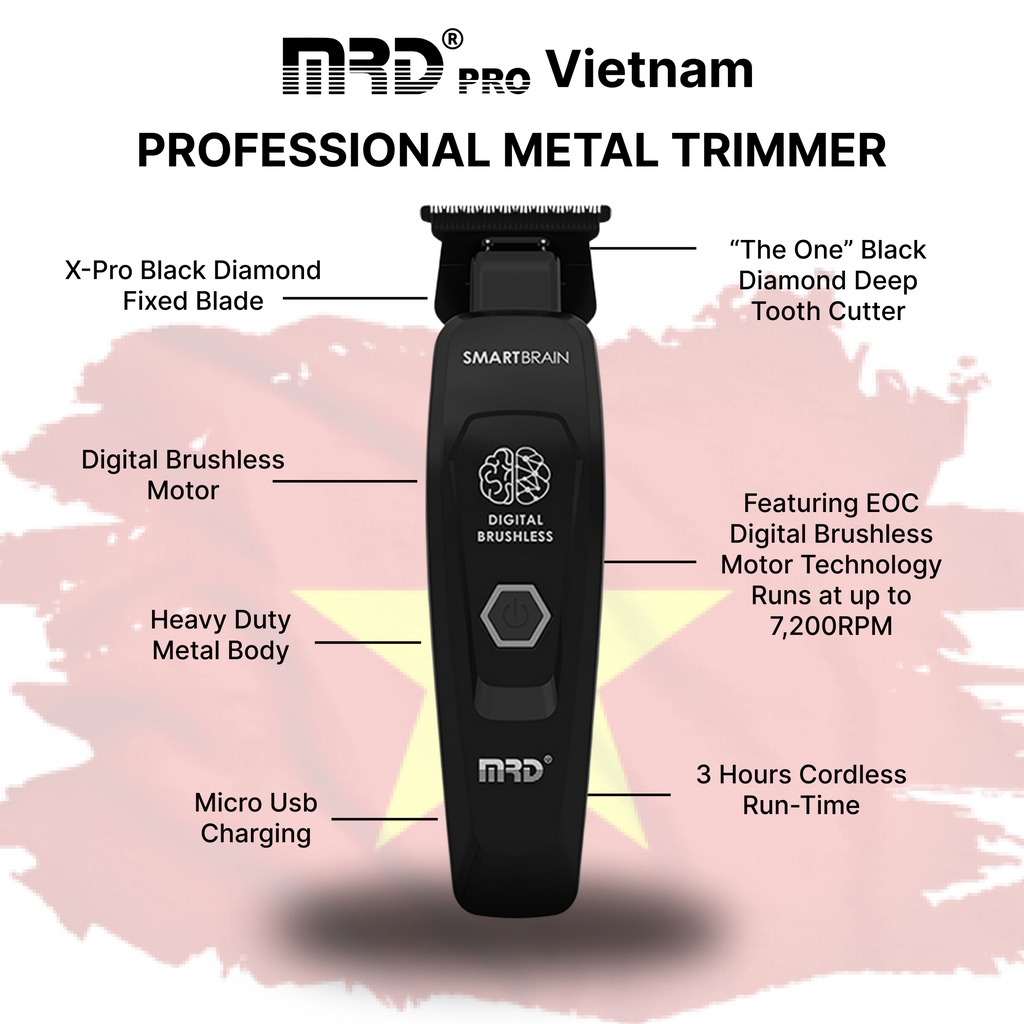 MRD Pro SmartBrain Professional Trimmer-BLACK | 7,500 RPM BLDC Motor | Zero-Gap Skeleton Design