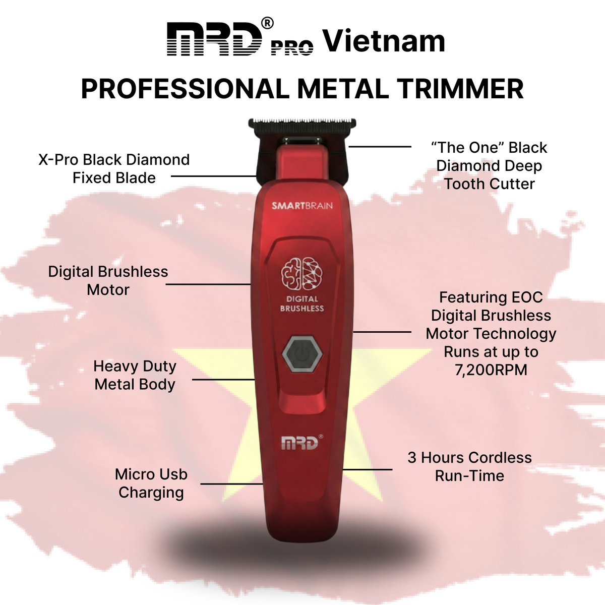 Recortadora MRDPRO GMT 90-4-BURDEOS-Líneas definidas, diseño compacto, rendimiento profesional
