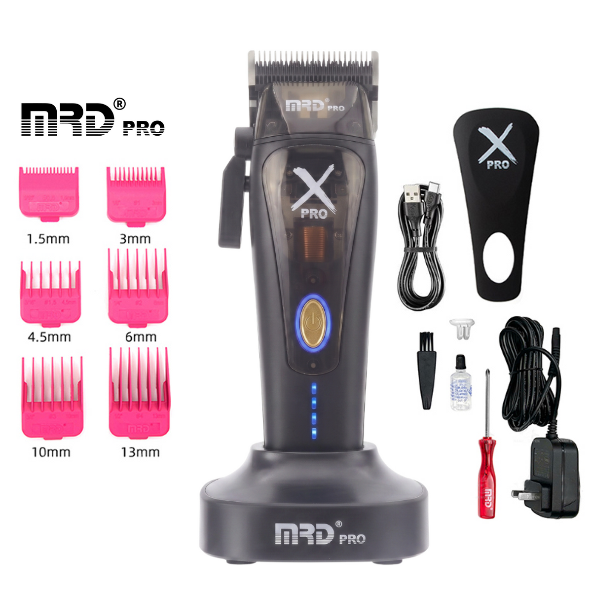 MRD HC-999 XPRO Vector Professional Hair Clipper-BLACK | 11,500 SPM High-Torque Motor | Zero-Gap Titanium Blade