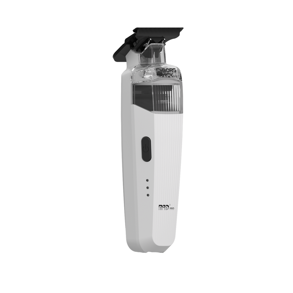 MRD PRO Trimmer CYBORG-WHITE-Professional Cordless Zero Gapped T-Blade Hair Trimmer - 7200RPM BLPU Motor, DLC Blade & 180 Min Battery