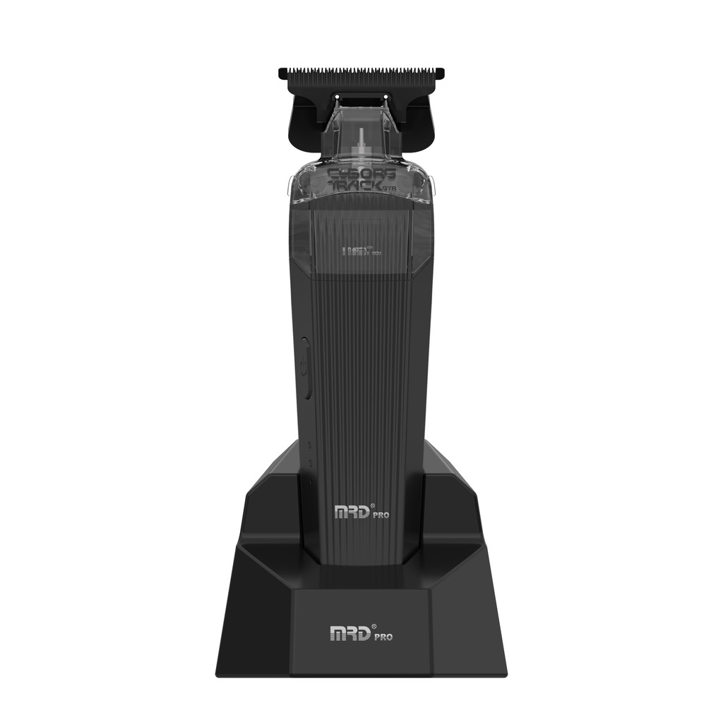 MRD PRO Trimmer CYBORG-BLACK-Professional Cordless Zero Gapped T-Blade Hair Trimmer - 7200RPM BLPU Motor, DLC Blade & 180 Min Battery