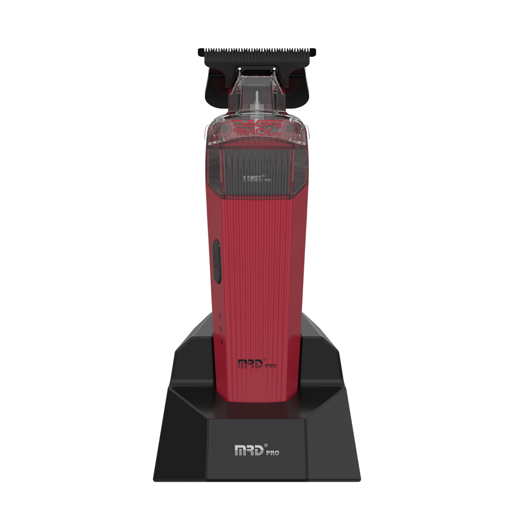 MRD PRO Trimmer CYBORG-BURGUNDY-Professional Cordless Zero Gapped T-Blade Hair Trimmer - 7200RPM BLPU Motor, DLC Blade & 180 Min Battery