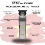 Recortadora MRD PRO CYBORG-SILVER-Profesional Inalámbrica Cuchilla en T Sin Hueco para Vello y Cabello - Motor BLPU de 7200 RPM, Cuchilla DLC y Batería de 180 Min
