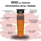 Recortadora MRD PRO CYBORG-ORANGE: recortadora profesional inalámbrica de pelo con cuchilla en T y acabado a cero - motor BLPU de 7200 rpm, cuchilla DLC y batería de 180 min