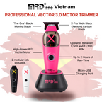 MRDPRO Ultimate X Cordless Hair Trimmer with Vector Motor 10000 RPM & DLC Deep Tooth Blade - Pink