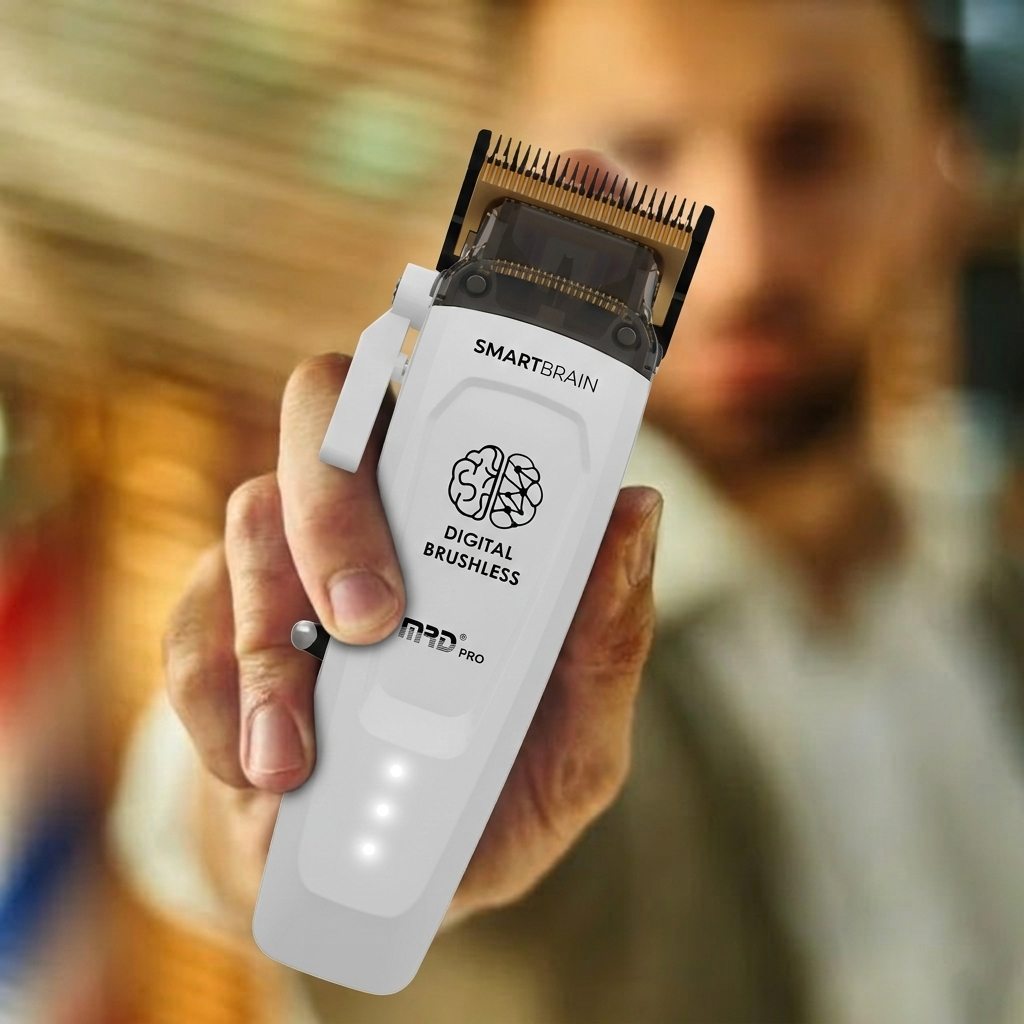 MRDPRO SMART BRAIN HC 90-4-WHITE-Premium Brushless Motor Hair Clipper (7200 RPM) with DLC Blade & Zero Gap Adjustable Taper