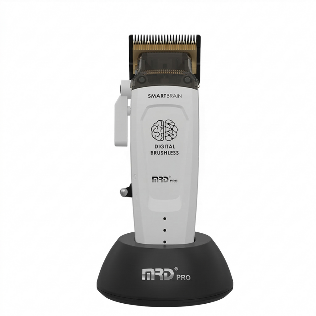 MRDPRO SMART BRAIN HC 90-4-WHITE-Premium Brushless Motor Hair Clipper (7200 RPM) with DLC Blade & Zero Gap Adjustable Taper