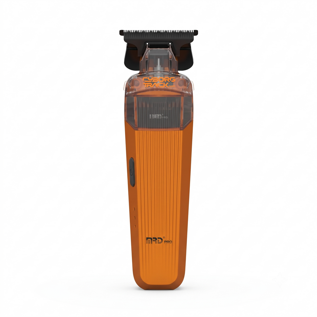 MRD PRO Trimmer CYBORG-ORANGE-Professional Cordless Zero Gapped T-Blade Hair Trimmer - 7200RPM BLPU Motor, DLC Blade & 180 Min Battery