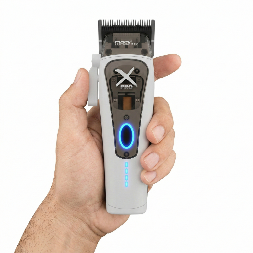 MRD HC-999 XPRO Vector Professional Hair Clipper-WHITE| 11,500 SPM High-Torque Motor | Zero-Gap Titanium Blade
