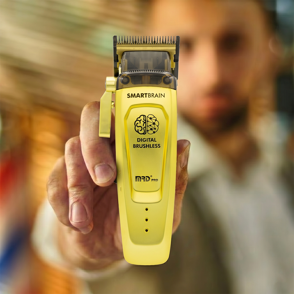 MRDPRO SMART BRAIN HC 90-4-GOLD-Premium Brushless Motor Hair Clipper (7200 RPM) with DLC Blade & Zero Gap Adjustable Taper