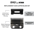 Black DLC Echo Clipper Blade & Shallow Tooth 2.0 Cutter