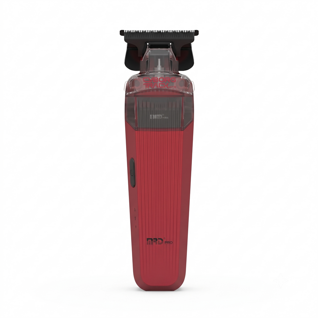 MRD PRO Trimmer CYBORG-BURGUNDY-Professional Cordless Zero Gapped T-Blade Hair Trimmer - 7200RPM BLPU Motor, DLC Blade & 180 Min Battery